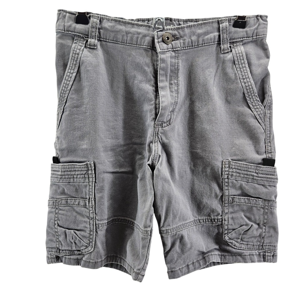 Wrangler Classic Straight Cargo Shorts Gray Youth‎ Boys Sz 14 Regular Adjustable